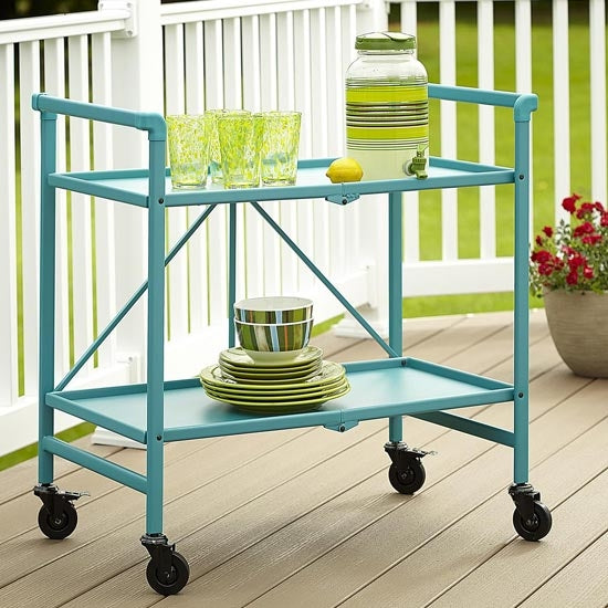 Cosco Intellifit Folding Drinks Trolley In Teal With 2 Shelves