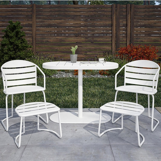 Cosco Outdoor Metro Retro 5 Piece Steel Patio Nesting Bistro Set In White