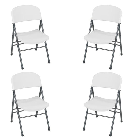 Cosco Resin Set Of 4 Folding Chairs With Molded Seat In White Speckle