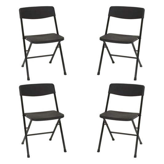 Cosco Set Of 4 Folding Chairs With Molded Seat In Black