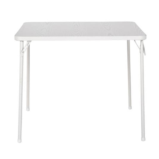 Cosco Textured Wood Grain Resin Top Square Folding Table In White