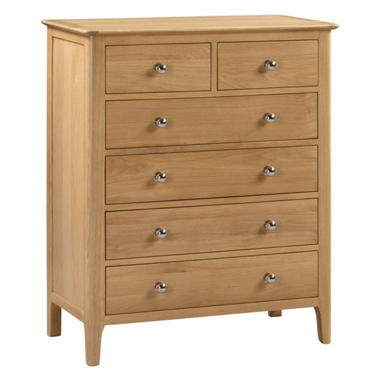 Cotswold Wooden Chest Of Drawers In Natural With 6 Drawers