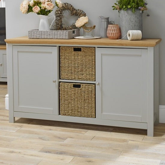 Cotswold Wooden Sideboard In Grey And Oak With 2 Doors