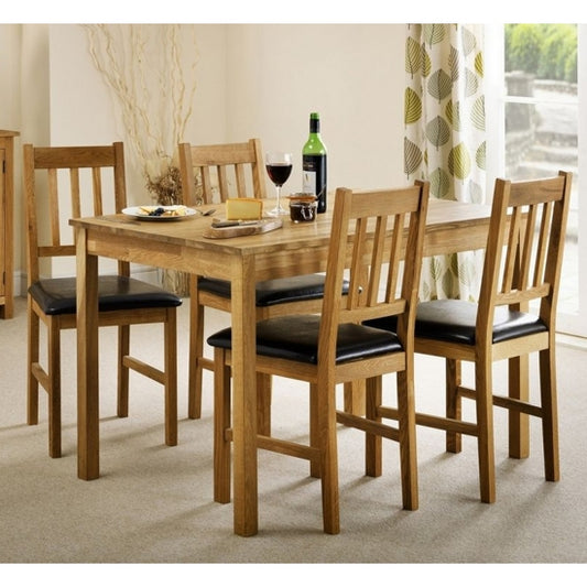 Coxmoor Rectangular Wooden Dining Table In Oak With 4 Chairs
