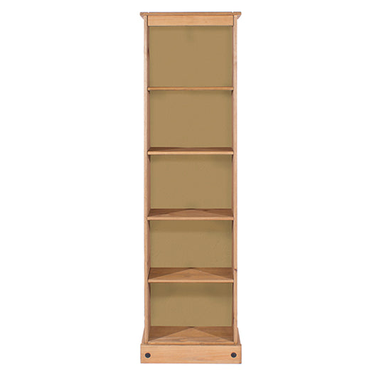 Corona Tall Narrow Wooden Bookcase With 4 Shelves In Natural