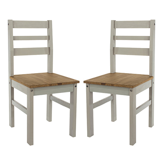 Corona Grey Wooden Linea Ladder Back Dining Chairs In Pair