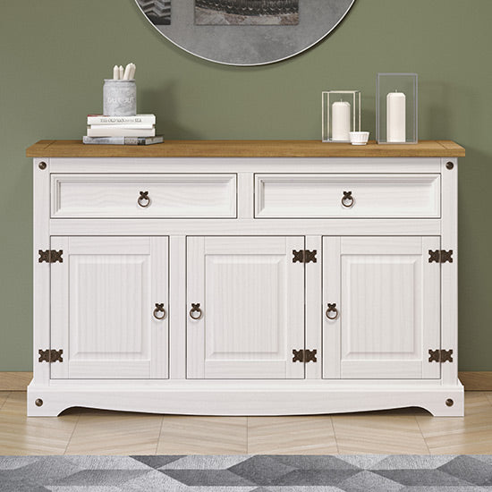 Corona Wooden Sideboard 3 Doors 2 Drawers In White