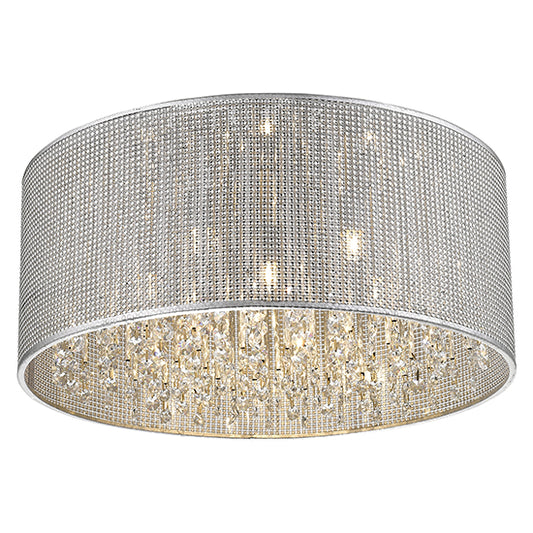 Crystal 6 Bulbs Palace Flush Ceiling Light In Chrome And Sliver