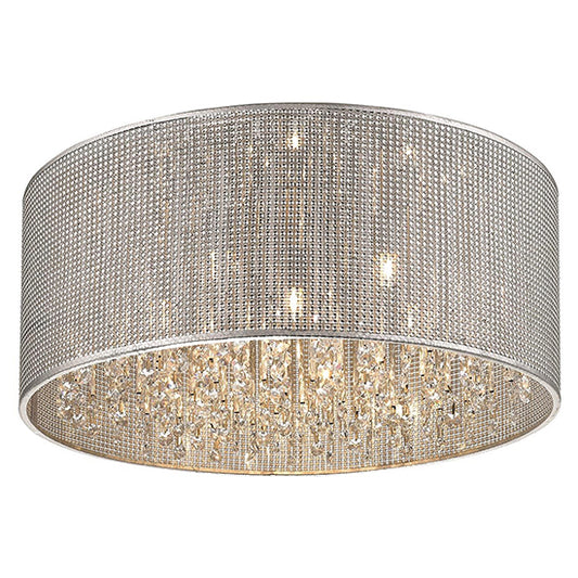 Crystal 7 Bulbs Palace Flush Ceiling Light In Chrome And Sliver