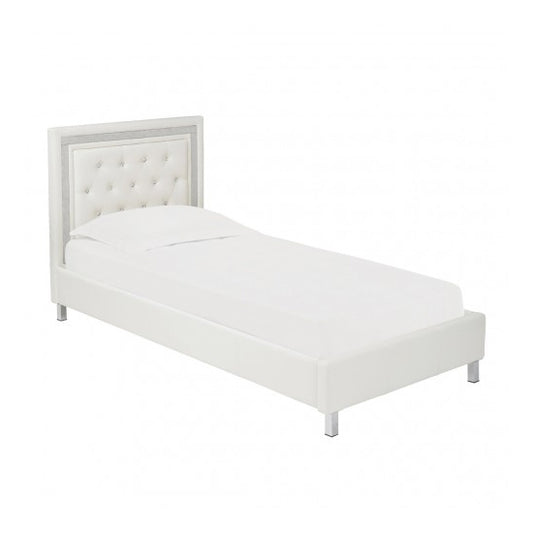 Crystalle Faux Leather Upholstered Single Bed In White
