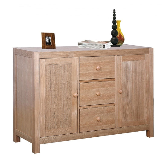 Cyprus Wooden Sideboard In Natural Ash With 2 Doors And 3 Drawers
