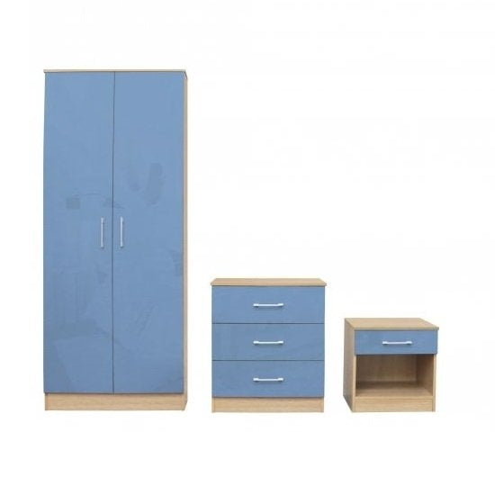 Dakota  Set In High Gloss Blue And Matt Oak
