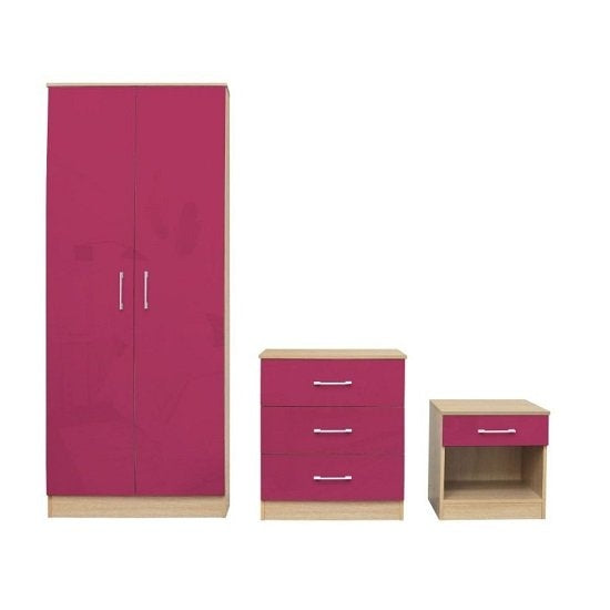 Dakota  Set In High Gloss Pink And Matt Oak
