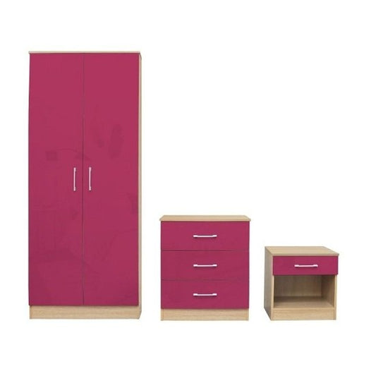 Dakota  Set In High Gloss Pink And Matt Oak