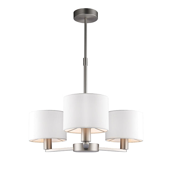 Daley 3 Lights Vintage White Shades Ceiling Pendant Light In Matt Nickel
