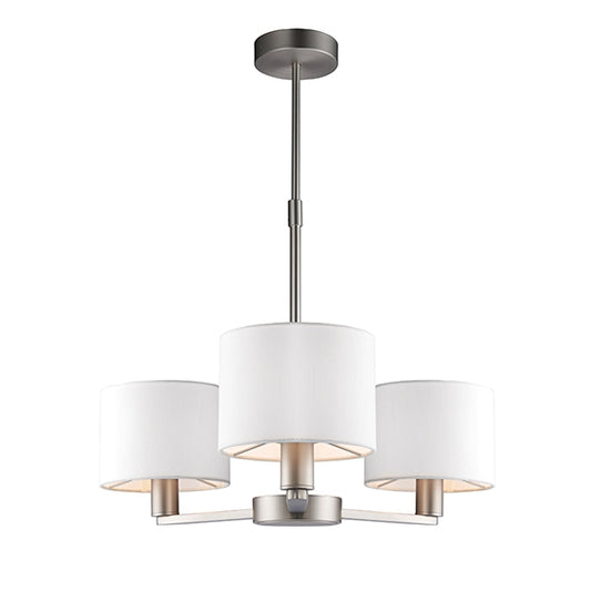 Daley 3 Lights Vintage White Shades Ceiling Pendant Light In Matt Nickel