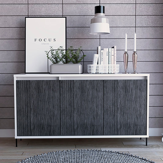 Dallas Medium Wooden 3 Doors Sideboard In Carbon Grey Oak