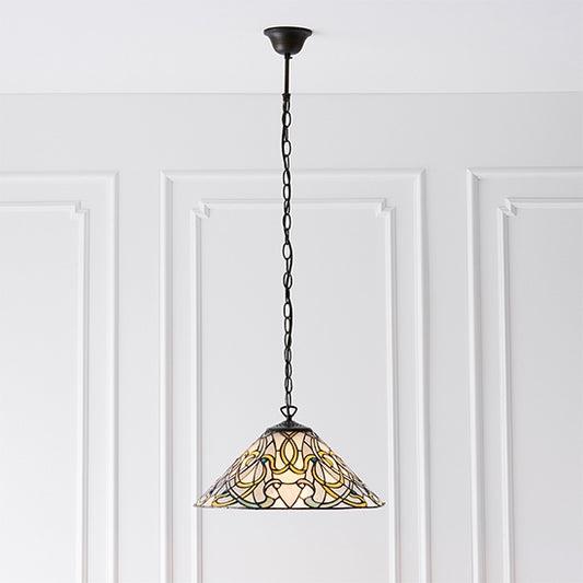 Dauphine Medium Tiffany Glass Ceiling Pendant Light In Dark Bronze