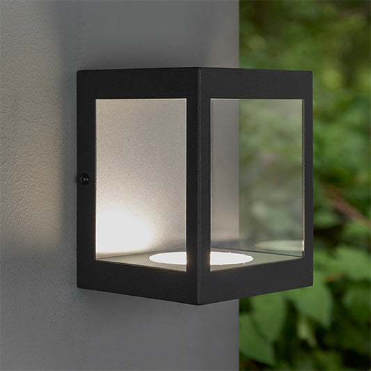 Dean LED Clear Glass Wall Light In Matt Black