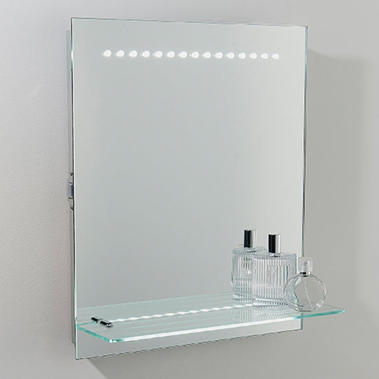 Delta LED Shaver Contemporary Bathroom Mirror With Clear Glass Shelf