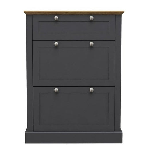 Devon Wooden Shoe Storage Cabinet In Charcoal