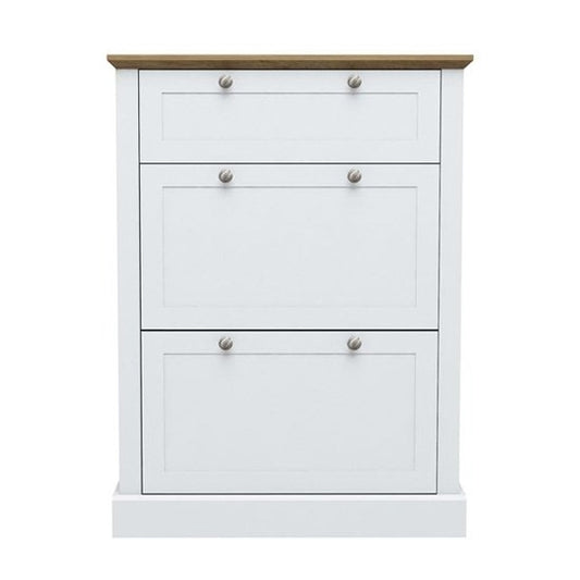 Devon Wooden Shoe Storage Cabinet In White