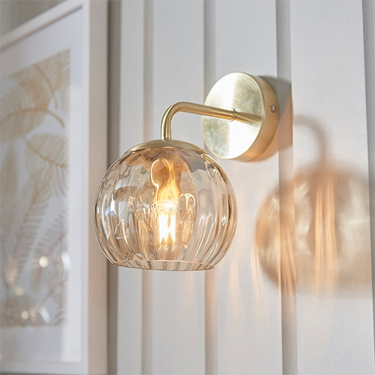 Dimple Glass Shade Wall Light In Champagne