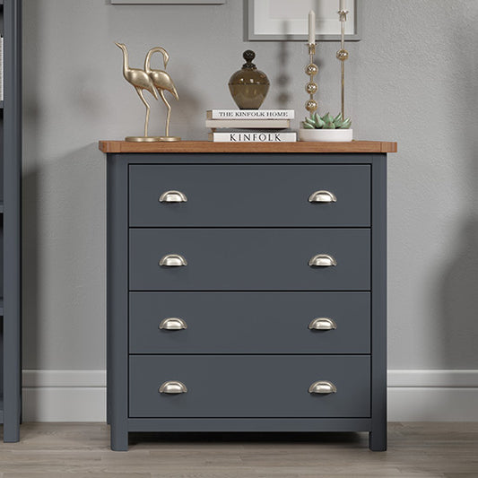 Highland Wooden Chest Of 5 Drawers In Midnight Blue