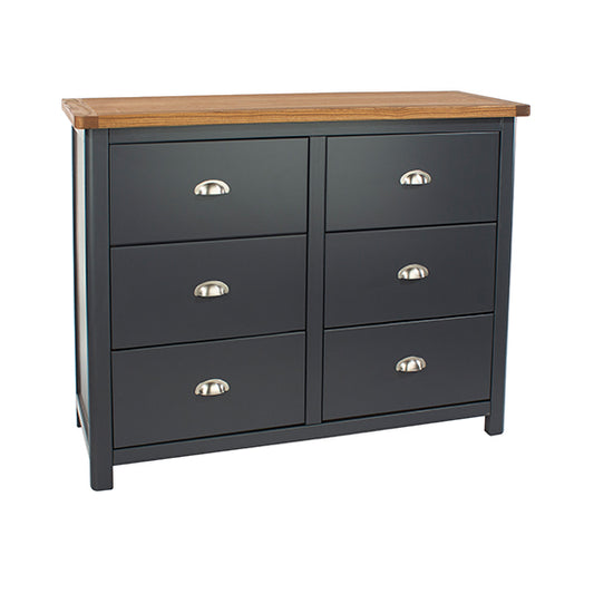 Highland Wooden Chest Of 6 Drawers In Black