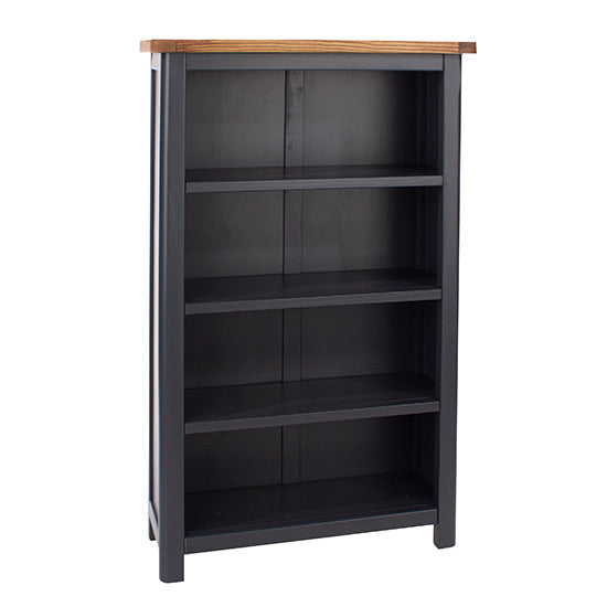 Highland Narrow Wooden Bookcase In Midnight Blue