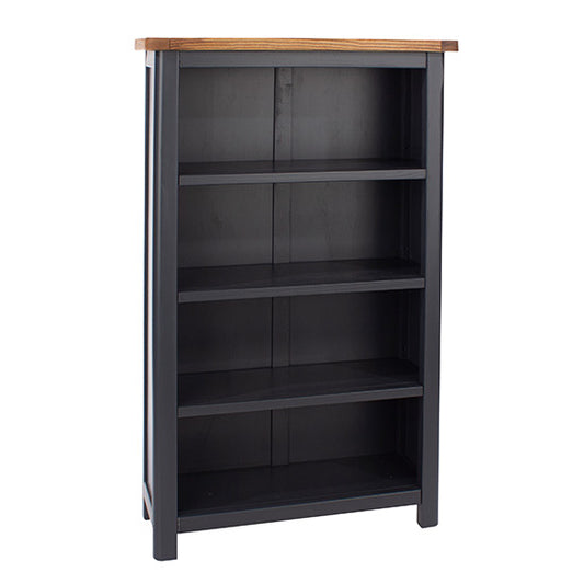 Highland Narrow Wooden Bookcase In Midnight Blue