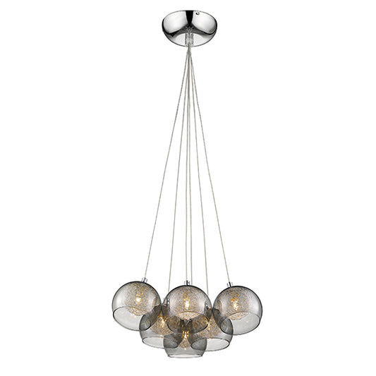 Ealing 6 Bulbs Decorative Ceiling Pendant Light In Chrome And Smoked Grey