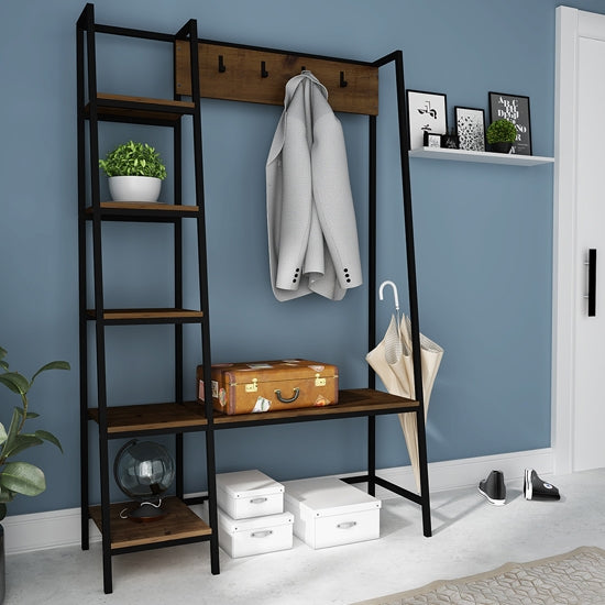 Ealing Large Wooden Hallway Coat Rack And Bench In Pine