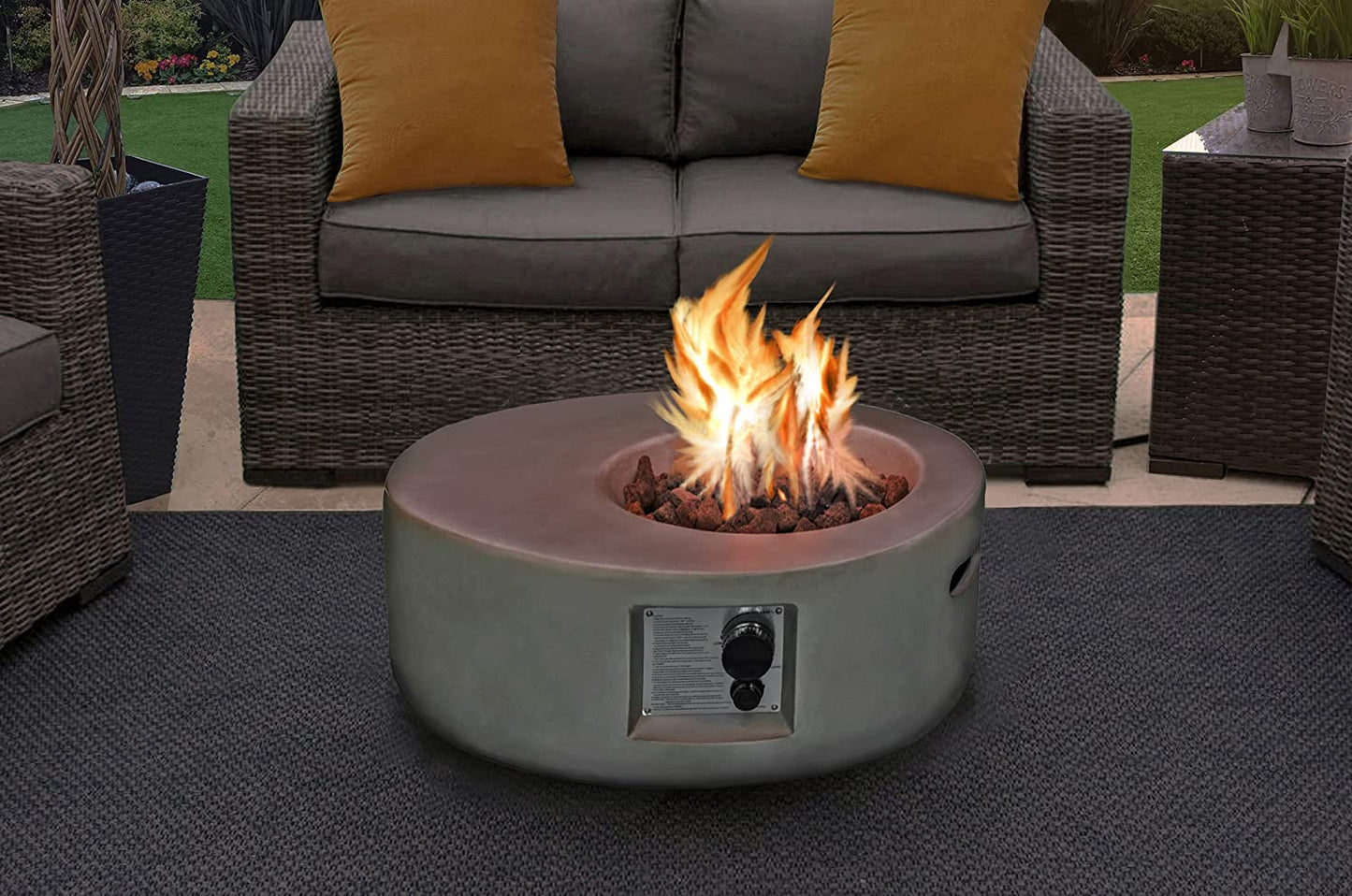 Echo Garden And Patio Gas Fire Pit In Dark Grey Eco-Stone