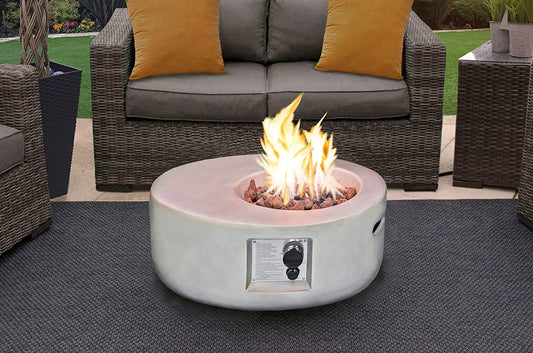 Echo Garden And Patio Gas Fire Pit In Light Grey Eco-Stone
