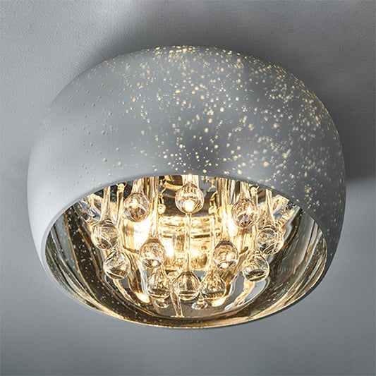 Eclipse 3 Lights Flush Ceiling Light With Reflective Chrome Electro-Plated Glass