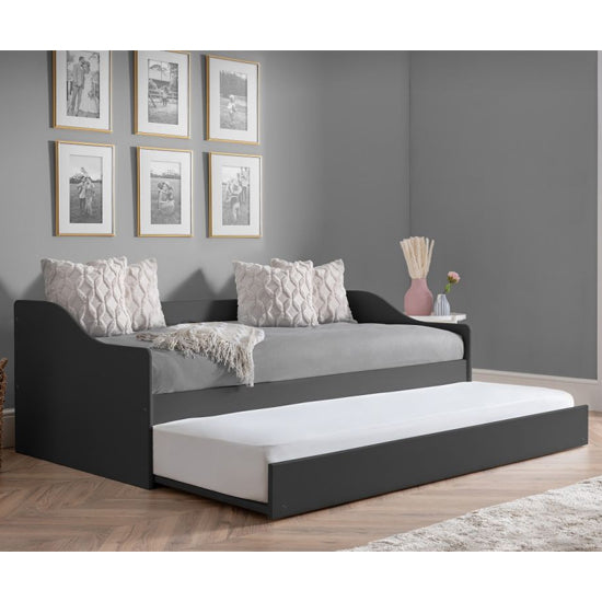 Elba Wooden Single Daybed With Underbed In Anthracite