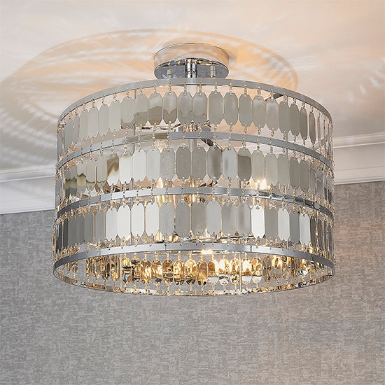 Eldora 3 Lights Flush Ceiling Light In Chrome