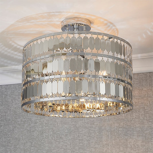 Eldora 3 Lights Flush Ceiling Light In Chrome