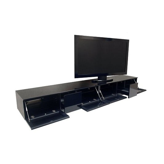Element TV Stand In Black With 4 Glass Doors