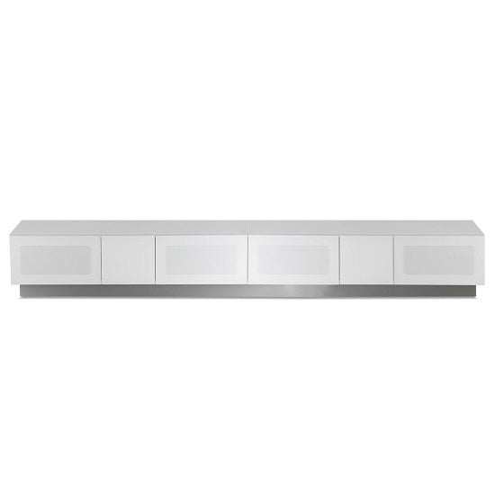 Element TV Stand In White With 4 Glass Doors