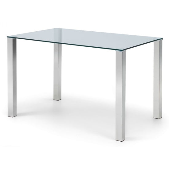 Enzo Compact Glass Dining Table With Chrome Legs