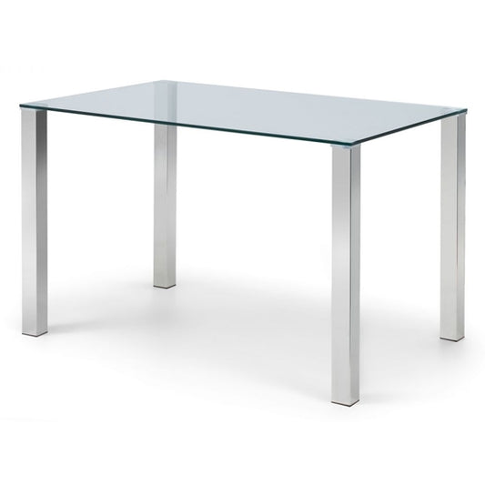 Enzo Compact Glass Dining Table With Chrome Legs