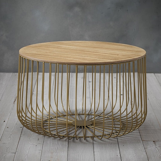 Enzo Large Marble Top Cage Coffee Table With Gold Frame