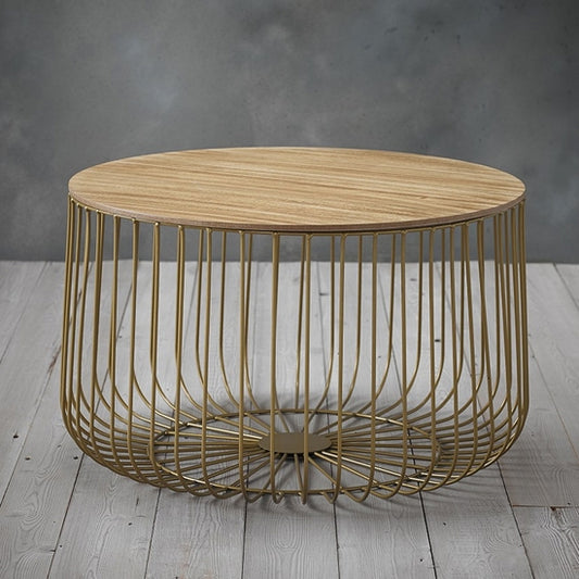 Enzo Large Marble Top Cage Coffee Table With Gold Frame