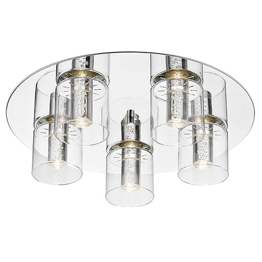 Evita 5 Bulbs Round Flush Ceiling Light In Chrome