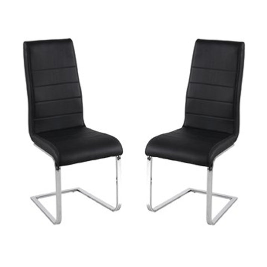 Evolve Black Faux Leather Dining Chairs In Pair