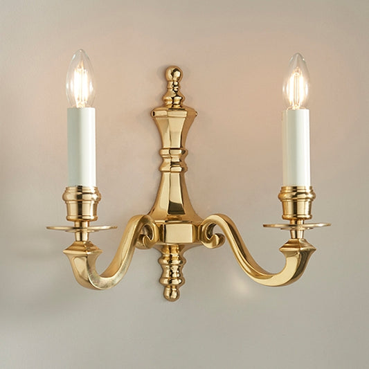 Fenbridge Gloss Cream Twin Wall Light In Solid Brass