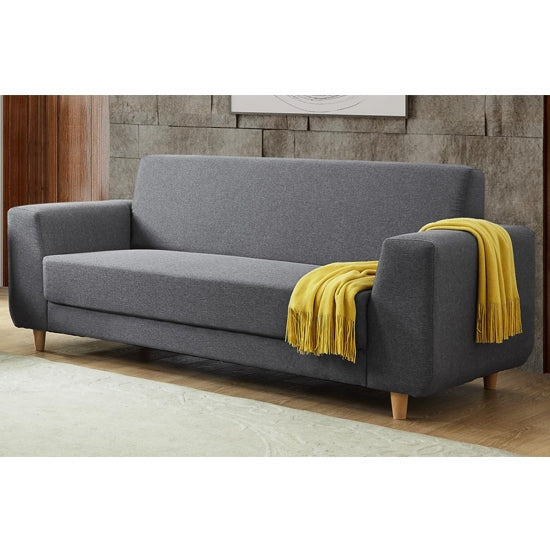 Fida Fabric 3 Seater Sofa In Dark Grey