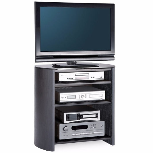Finewoods Wooden TV Stand In Black Oak With 4 Shelves